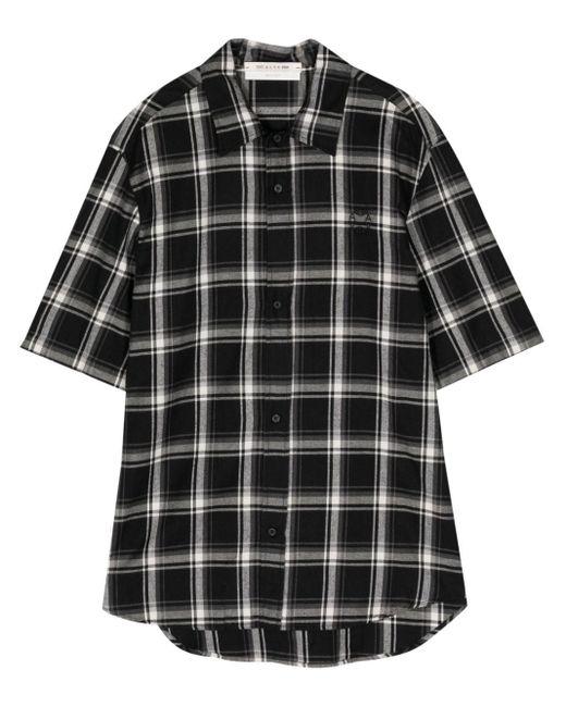 メンズ 1017 ALYX 9SM Logo-embroidered Plaid-pattern Shirt Black