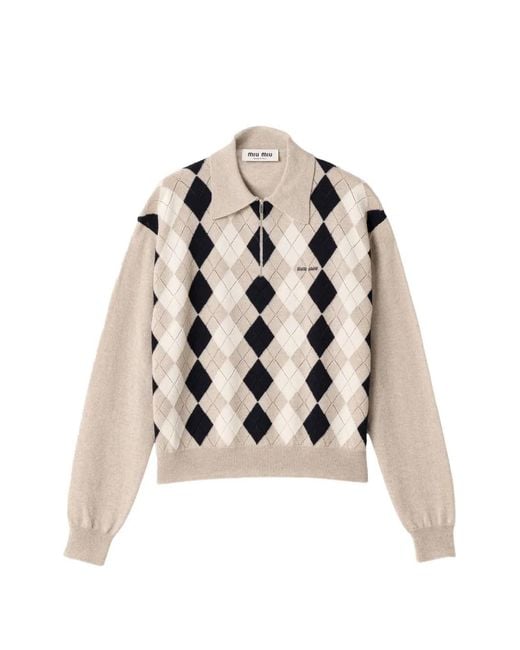 Miu Miu White Cashmere Polo Sweater