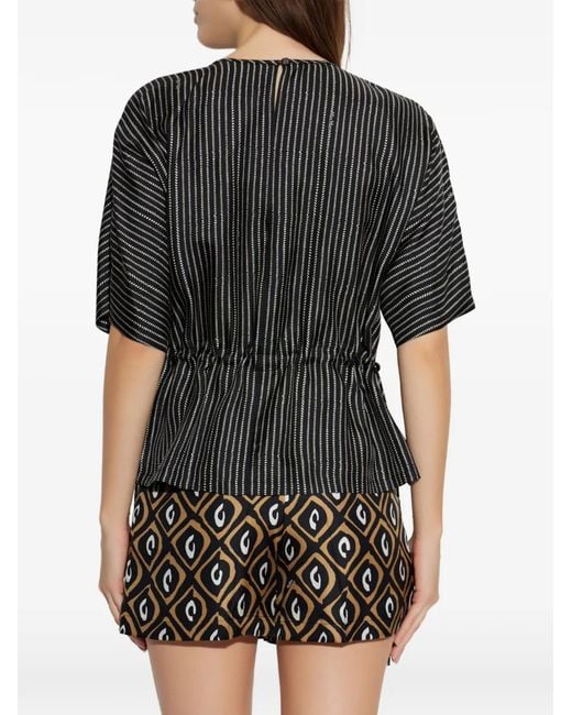 Max Mara Black Striped Drawstring Top