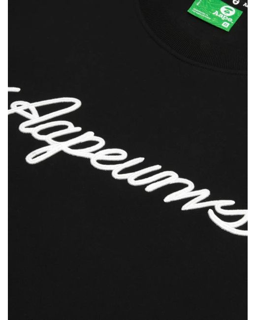 Aape By A Bathing Ape Black Logo-Embroidered Sweatshirt for men