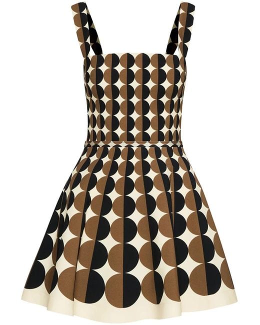 Oscar de la Renta Black Geometric Pattern Mini Dress
