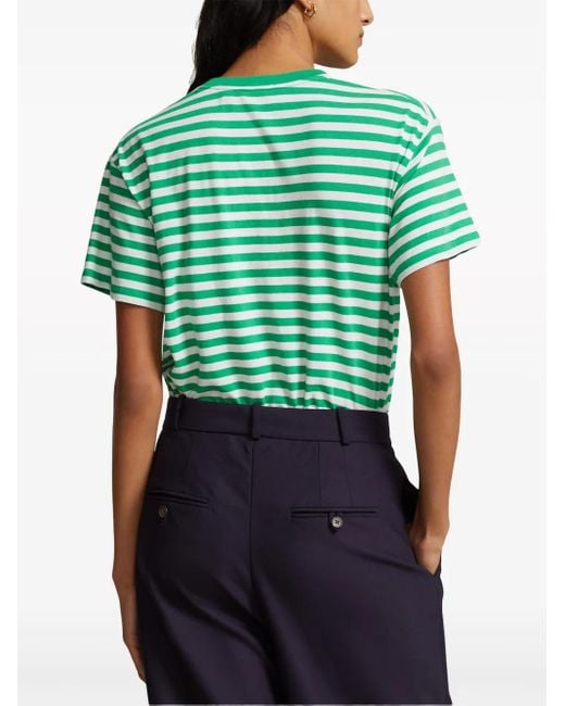 Polo Ralph Lauren Green Maglietta In Cotone Biologico A Righe