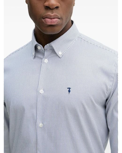 Trussardi Gray Striped Shirt for men