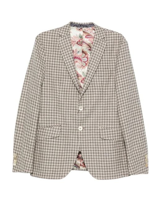 Etro Gray Houndstooth-Pattern Jacket for men