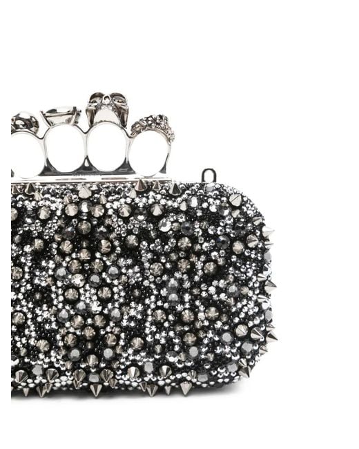 Alexander McQueen Gray Skull Stud Clutch Bag