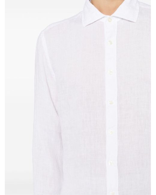 Camisa de manga larga 120% Lino de hombre de color White