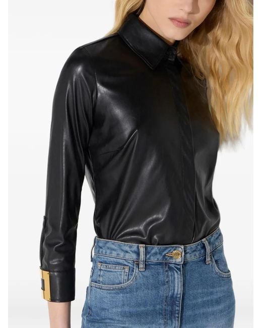 Elisabetta Franchi Black Tone Plaque Shirt