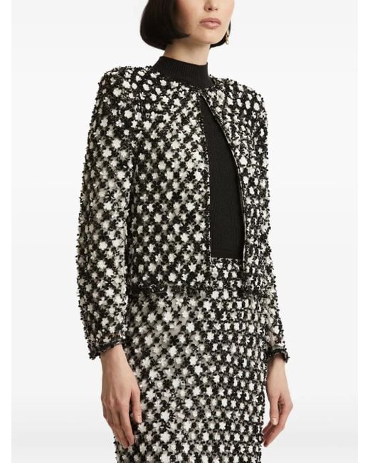 Oscar de la Renta Jack Met Geborduurde Bloemen in het Black