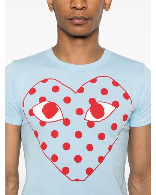 COMME DES GARÇONS PLAY Blue Heart-Print T-Shirt