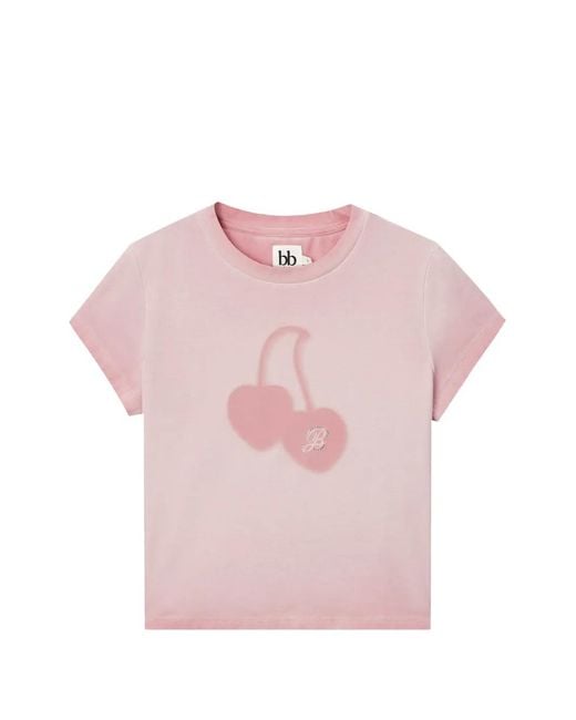 B+ AB Pink Cherry-Print Crystal-Embellished T-Shirt