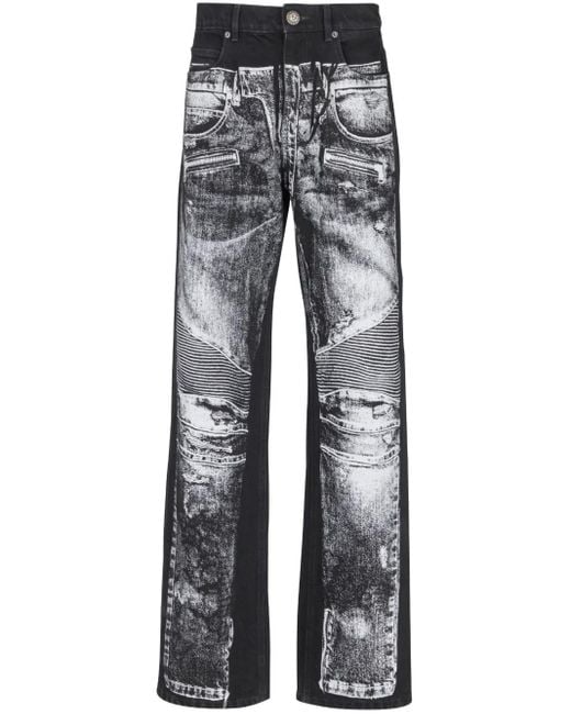 Balmain Gray Wide Jeans for men