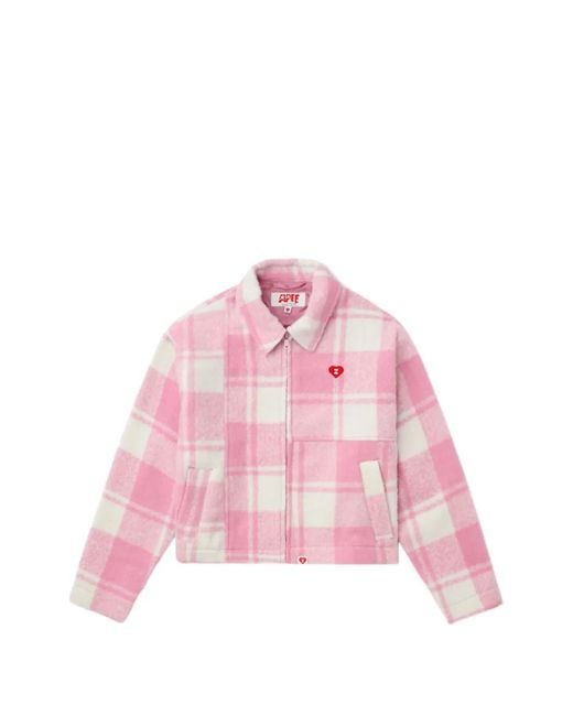 A Bathing Ape Pink Apee Check Zip Jacket