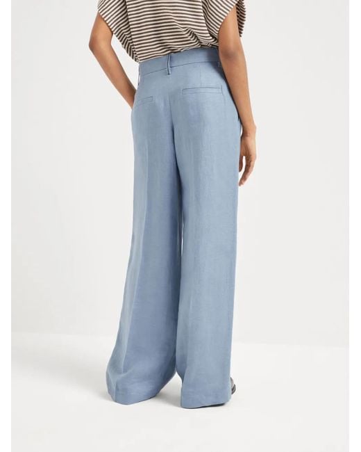 Brunello Cucinelli Blue Pleated Trousers