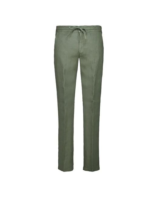 120% Lino Green Drawstring Trousers for men