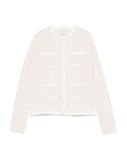 Forte_forte White Pocket-Trimmed Button Cardigan