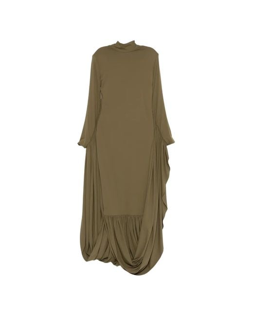 Jean Louis Sabaji Green Long Sleeve Ruffled Maxi Dress