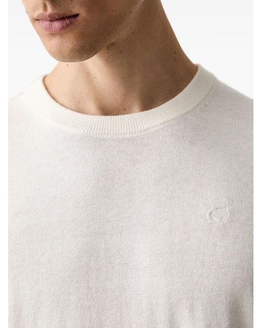 Karl Lagerfeld White Logo-Patch Crew-Neck Sweater for men
