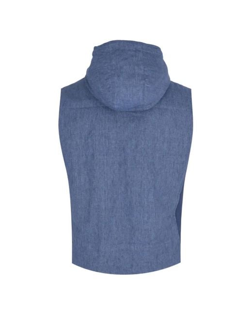 Gran Sasso Blue Hooded Button-Up Jacket for men