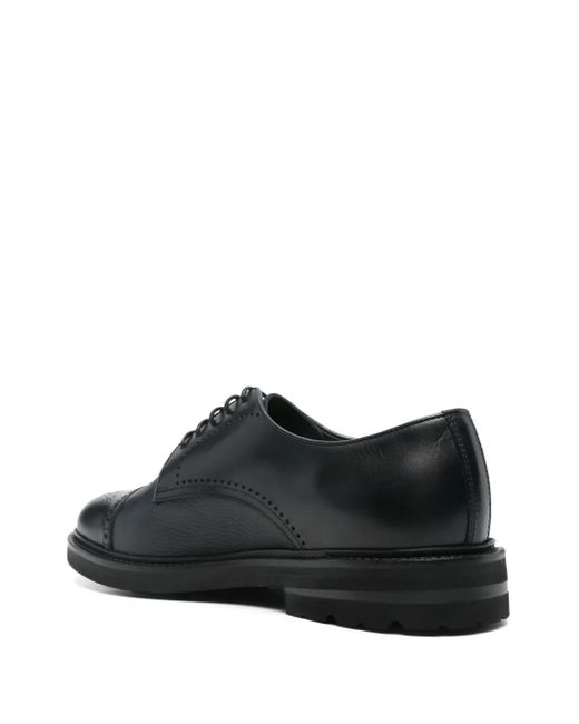 Henderson Black Leather Derby Shoes for men