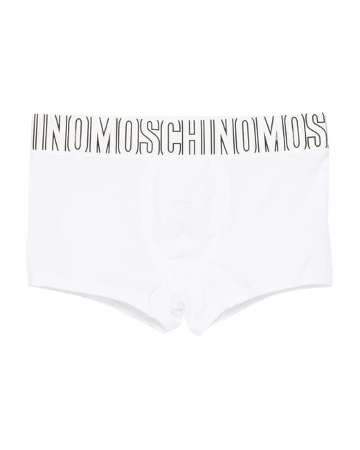 Moschino White Logo-Waistband Boxer Briefs for men