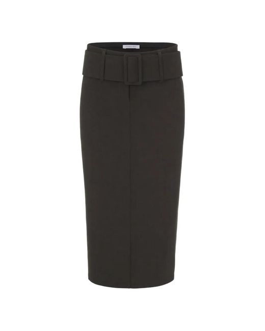 Patrizia Pepe Black Belted Pencil Midi Skirt