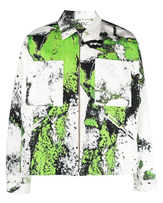 44 Label Group Green Corrosive-Print Denim Jacket for men