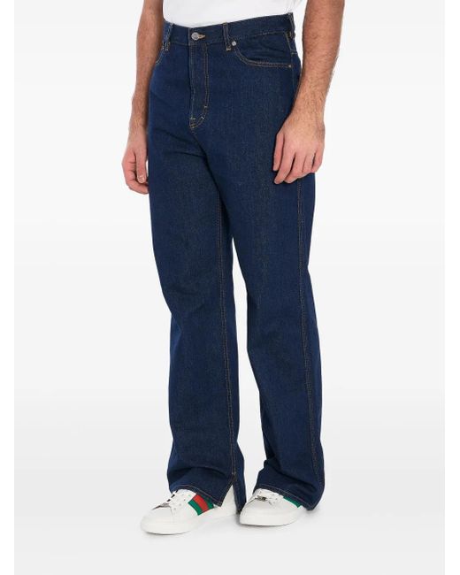 Gucci High Waist Jeans Met Wijde Pijpen in het Blue voor heren