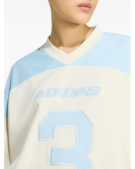 Adidas Blue Logo-Detail V-Neck Mini Dress