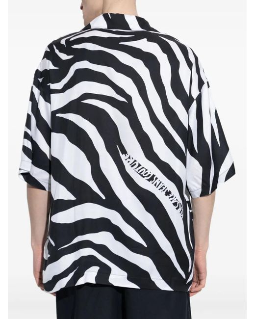 Versace Jeans Couture Overhemd Met Zebraprint En Korte Mouwen in het Blue voor heren