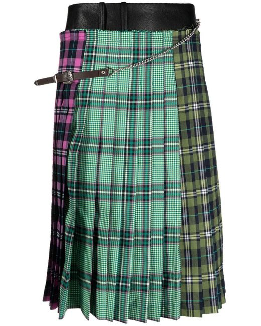 ANDERSSON BELL Pleated Plaid-patterned Midi Skirt in Green | Lyst