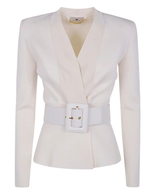 Elisabetta Franchi White Belted Knitwear