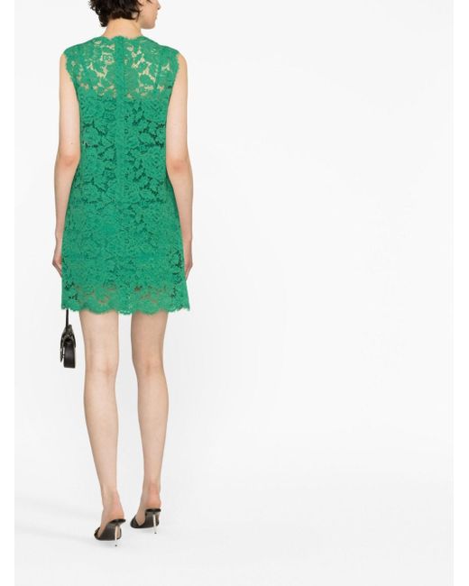 Dolce & Gabbana ノースリーブ レースミニドレス グリーン | Lyst