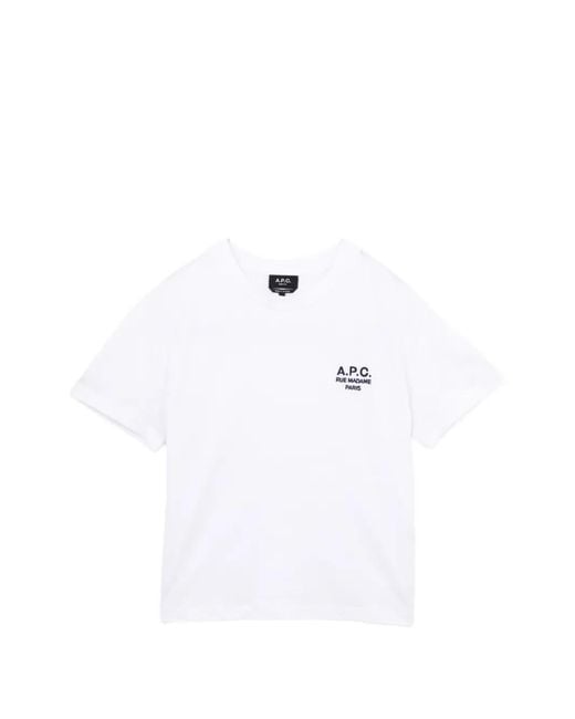 A.P.C. White T-Shirt À Logo Brodé