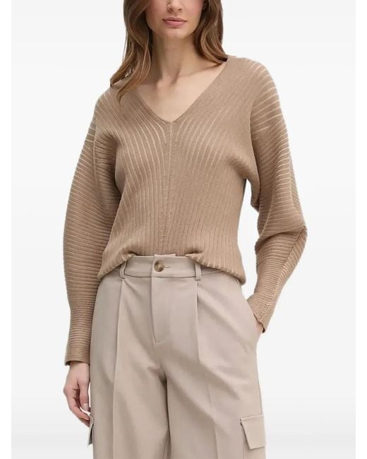 Maglione Con Scollo A V di DKNY in Natural