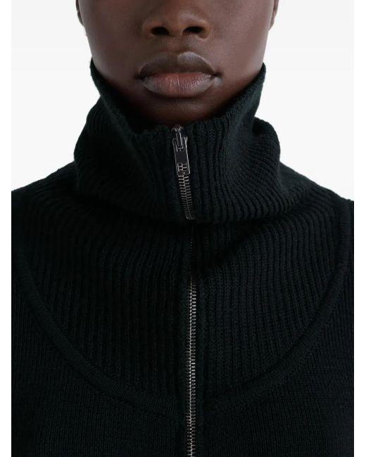 Pull Nervuré À Col Zippé Lemaire en coloris Black