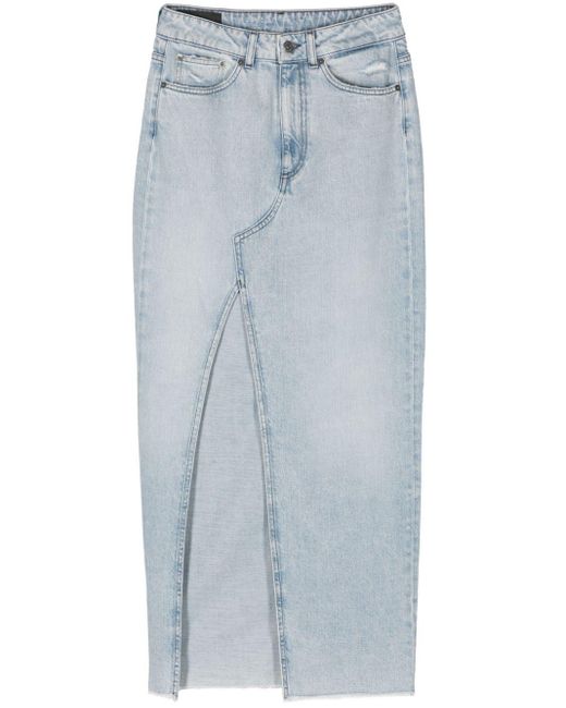 Dondup Blue High-rise Denim Maxi Skirt