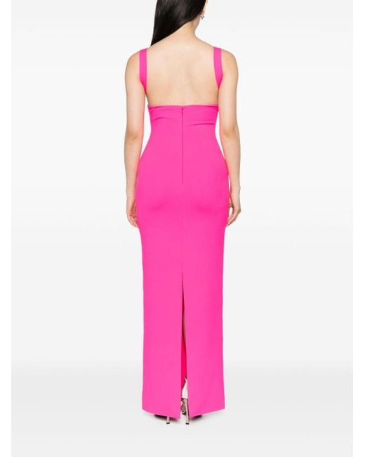 Solace London Pink Fuchsia kleid mit eckigem ausschnitt