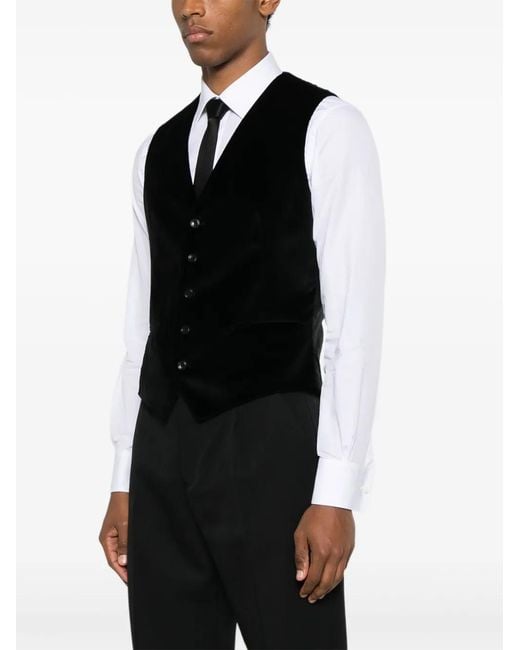 Tagliatore Black Brian Button Waistcoat for men