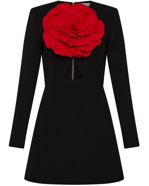 Rebecca Vallance Black Rhosen Floral-appliqué Mini Dress