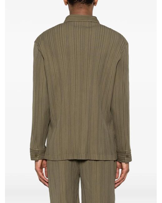 GONGDID DESIGN Green Pocketed Buttoned Shirt for men