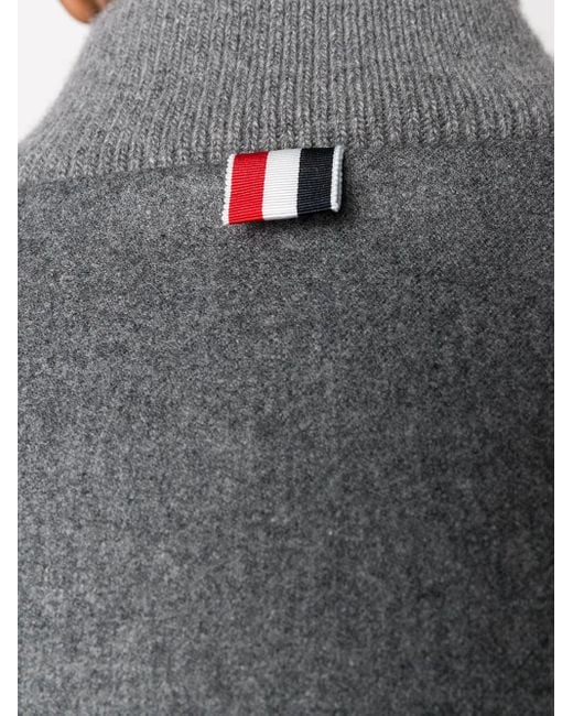 Thom Browne Gray Tonal 4-Bar Flannel Bomber Jacket for men