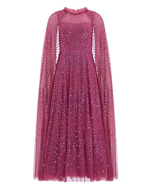 Needle & Thread Purple Dotted-Cape Maxi Dress
