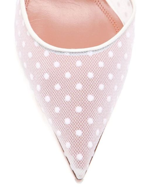 AMINA MUADDI White Holli Polka-Dot Slingback Pumps