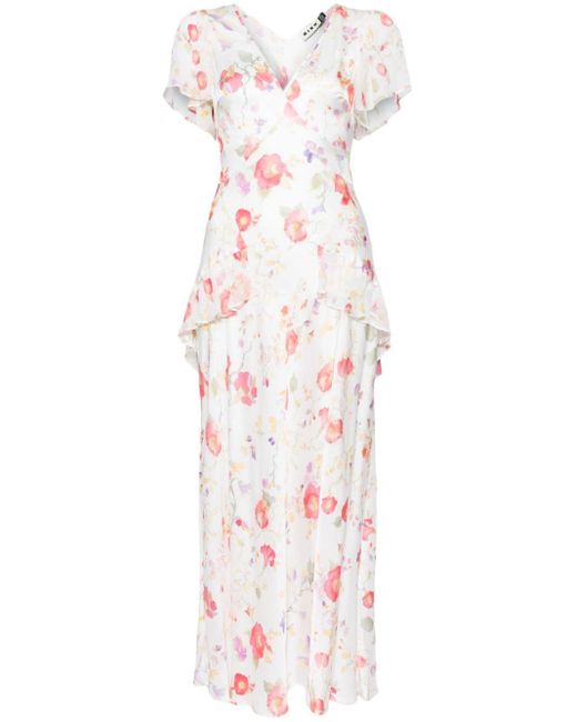 Rixo White Evie Floral-print Maxi Dress