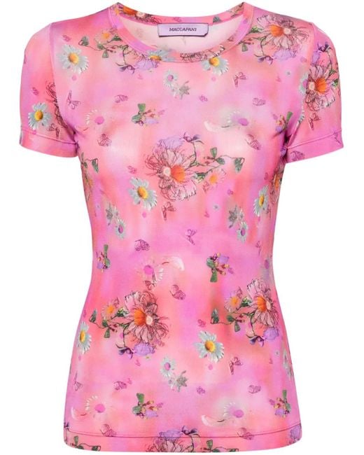 MACCAPANI Pink The Skimpy Floral-Print T-Shirt