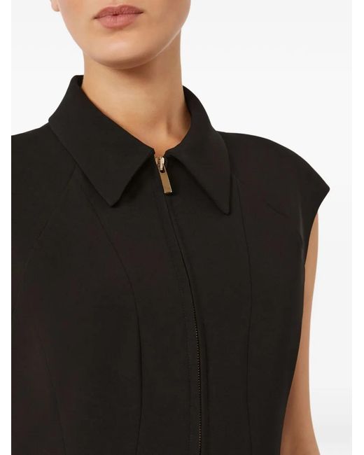 Max Mara Black Mstalga Collared Zip-Fastening Midi Dress