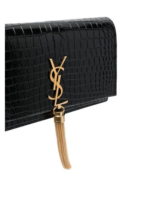 Saint Laurent Black Kate Monogram Tassel Bag