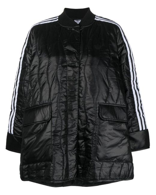 adidas Quilted 3stripe Jacket in Black Lyst