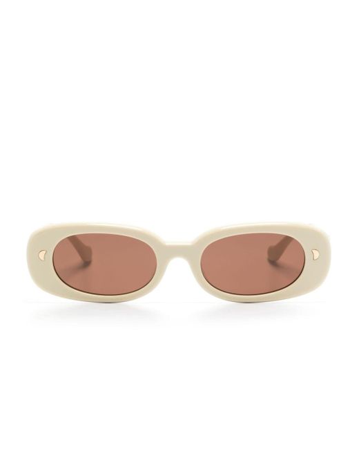 Nanushka Pink Aliza Oval-frame Sunglasses