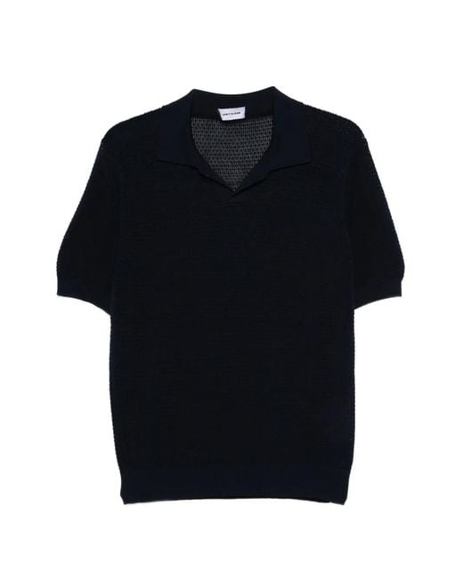 Tagliatore Black V-Neck Knitted T-Shirt for men